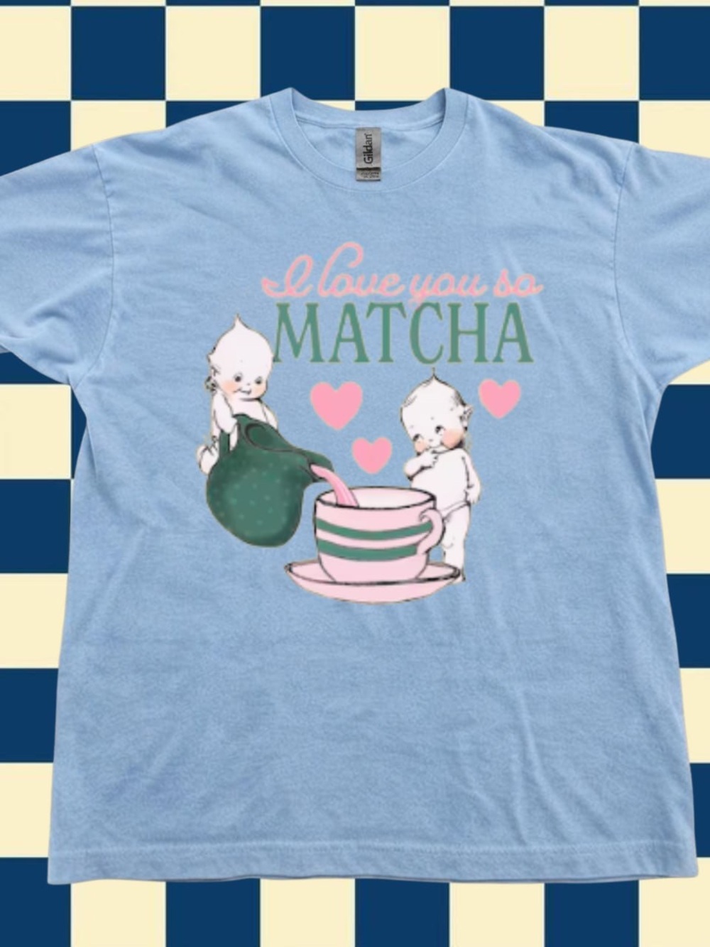 Light Blue "I Love You So Matcha" Graphic T-shirt